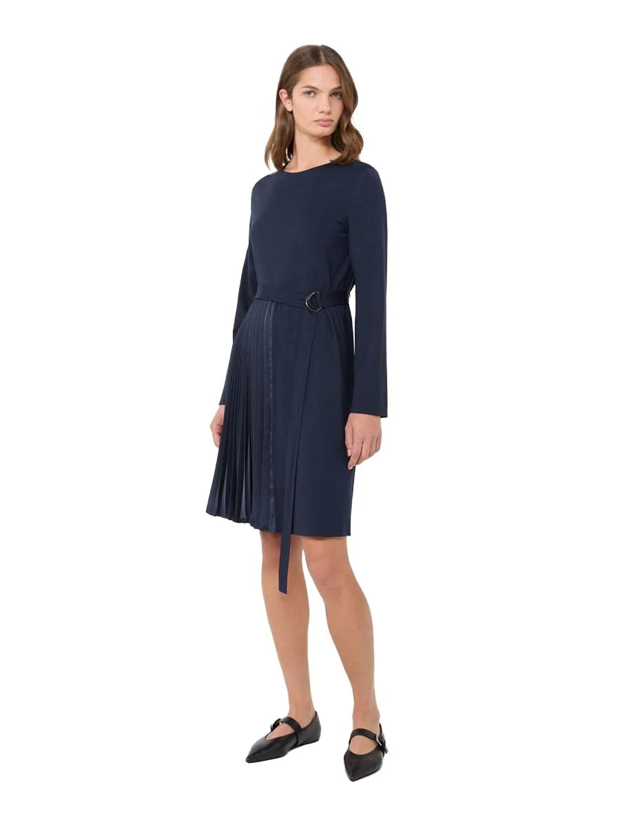 VESTITO CORTO CON GONNA PLISSETTATA DONNA BLU
