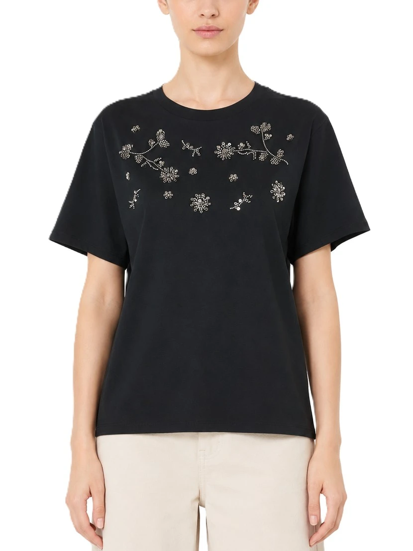 Marella Sport T-SHIRT A MANICA CORTA CON SCRITTA RICAMATA DONNA BIANCO - Step By Step Shop