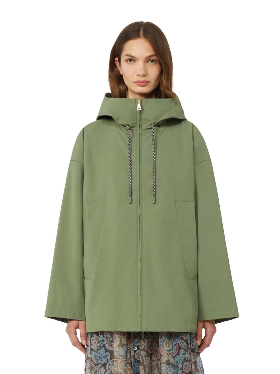 GIACCA IMPERMEABILE ANTIVENTO CON CAPPUCCIO DONNA VERDE