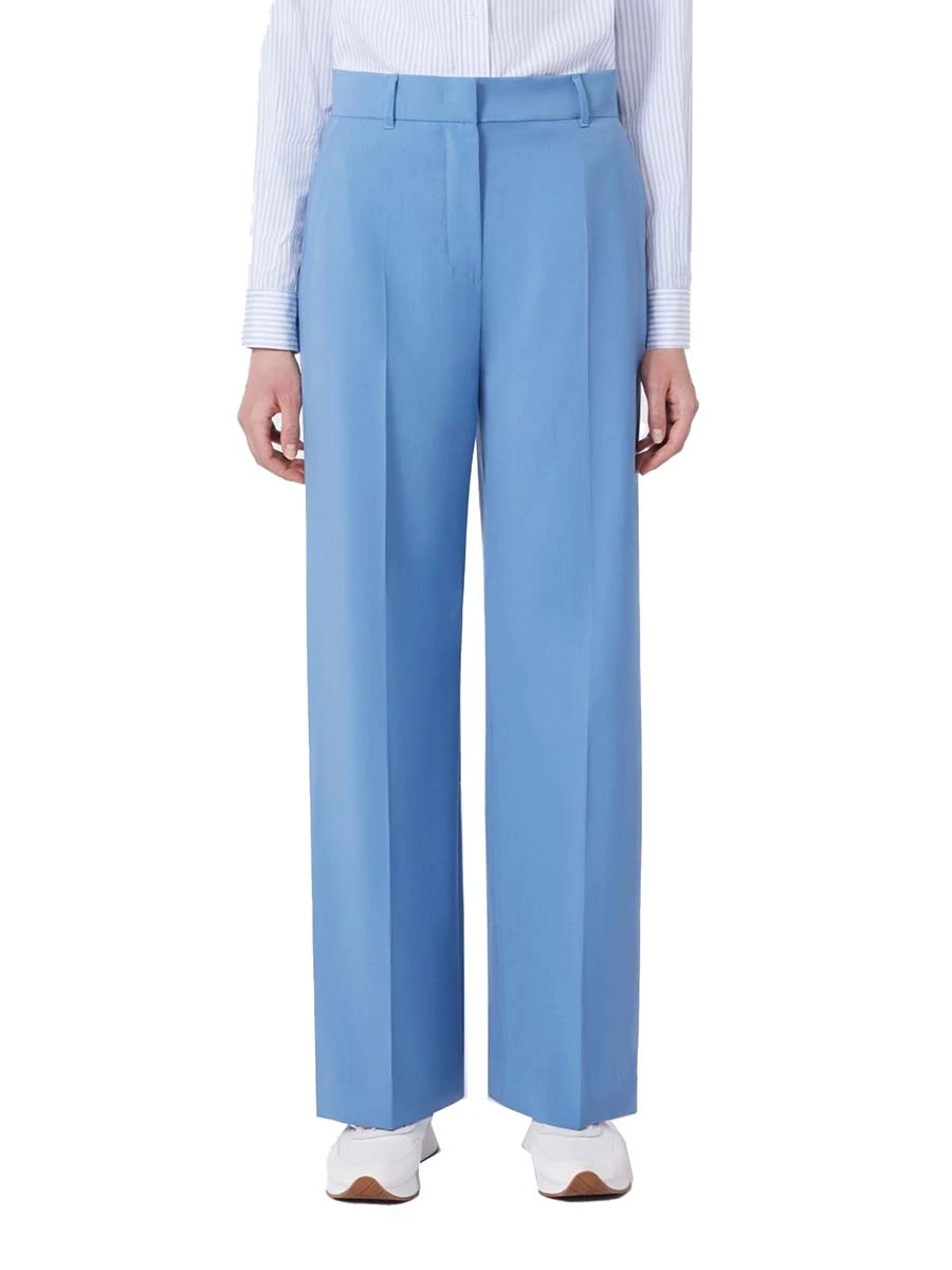 PANTALONI PALAZZO CON PIEGA STIRATA DONNA AZZURRO