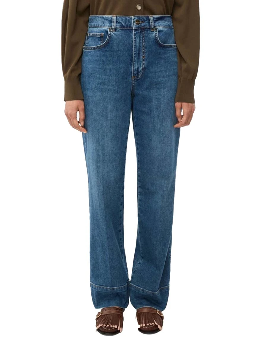 JEANS REGULAR CON PIEGA STIRATA E ZIP NASCOSTA DONNA BLU