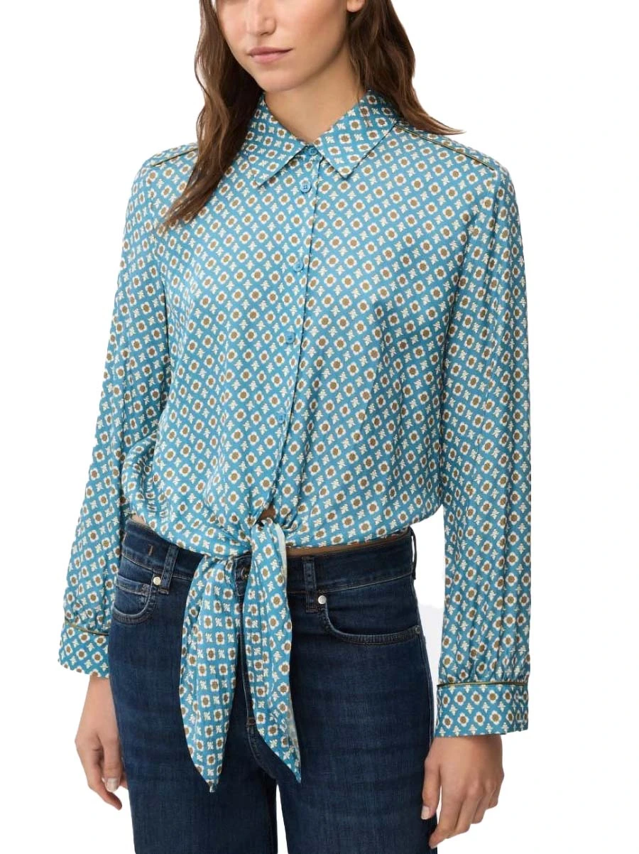 CAMICIA CON LEMBI DA ANNODARE DONNA  CELESTE