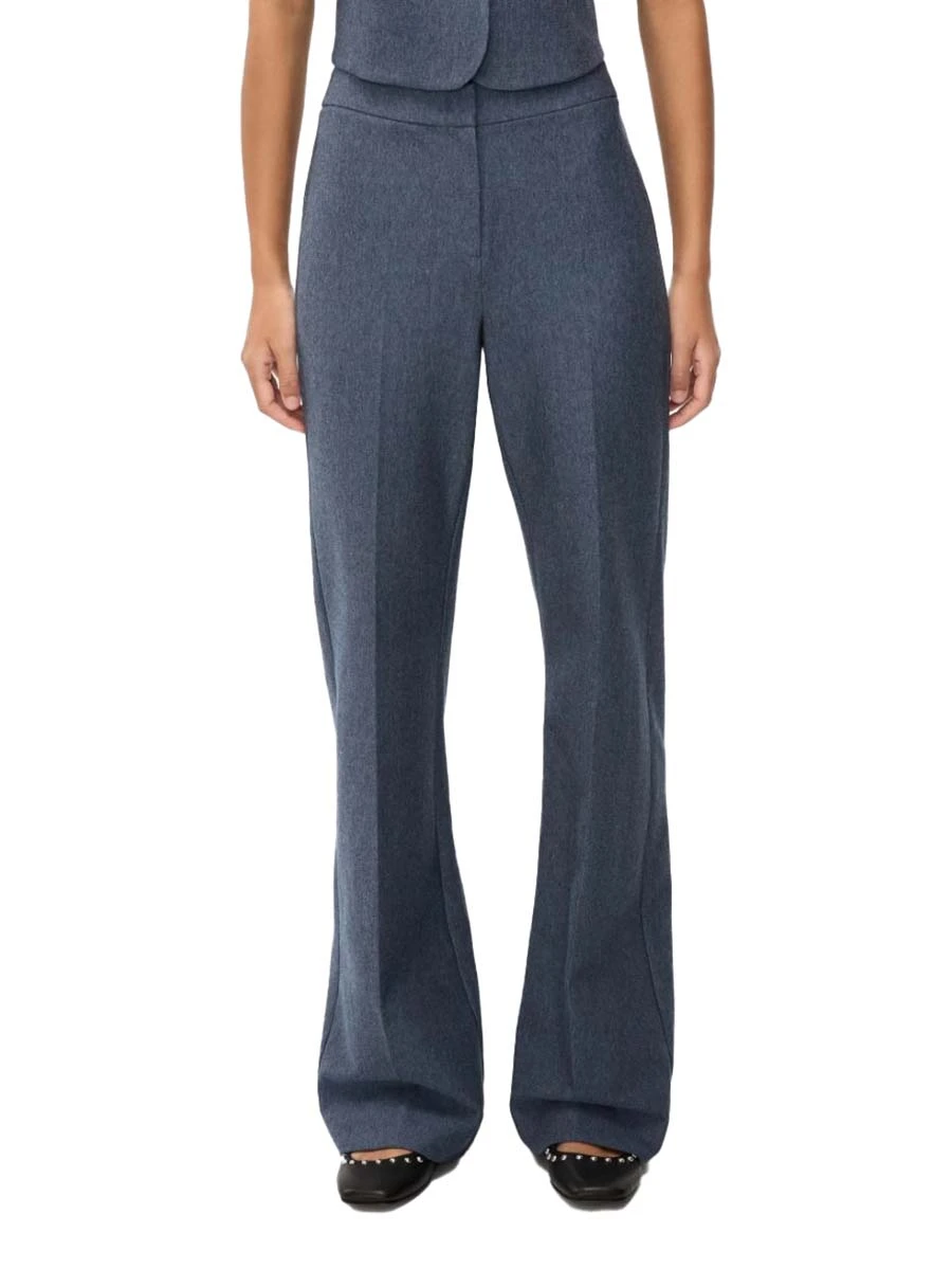 PANTALONI PALAZZO CON CHIUSURA GANCIO E ZIP DONNA BLU