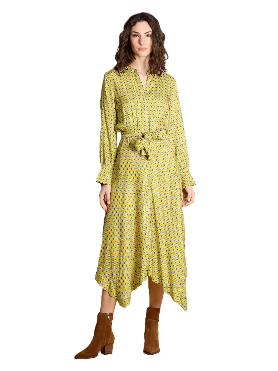 VESTITO LUNGO CHEMISIER IN TWILL STAMPATO DONNA GIALLO