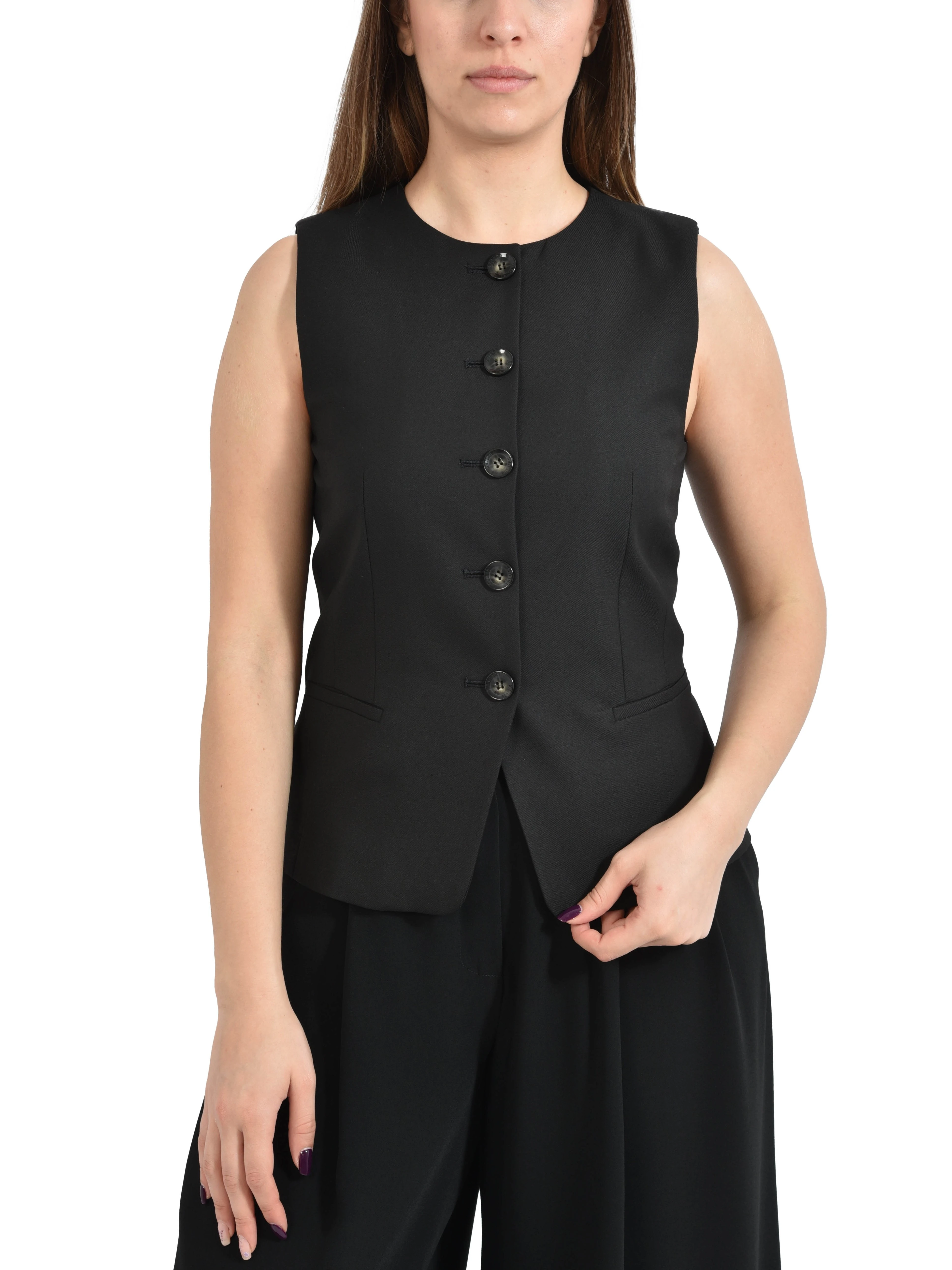 GILET IN TWILL STRETCH DONNA NERO