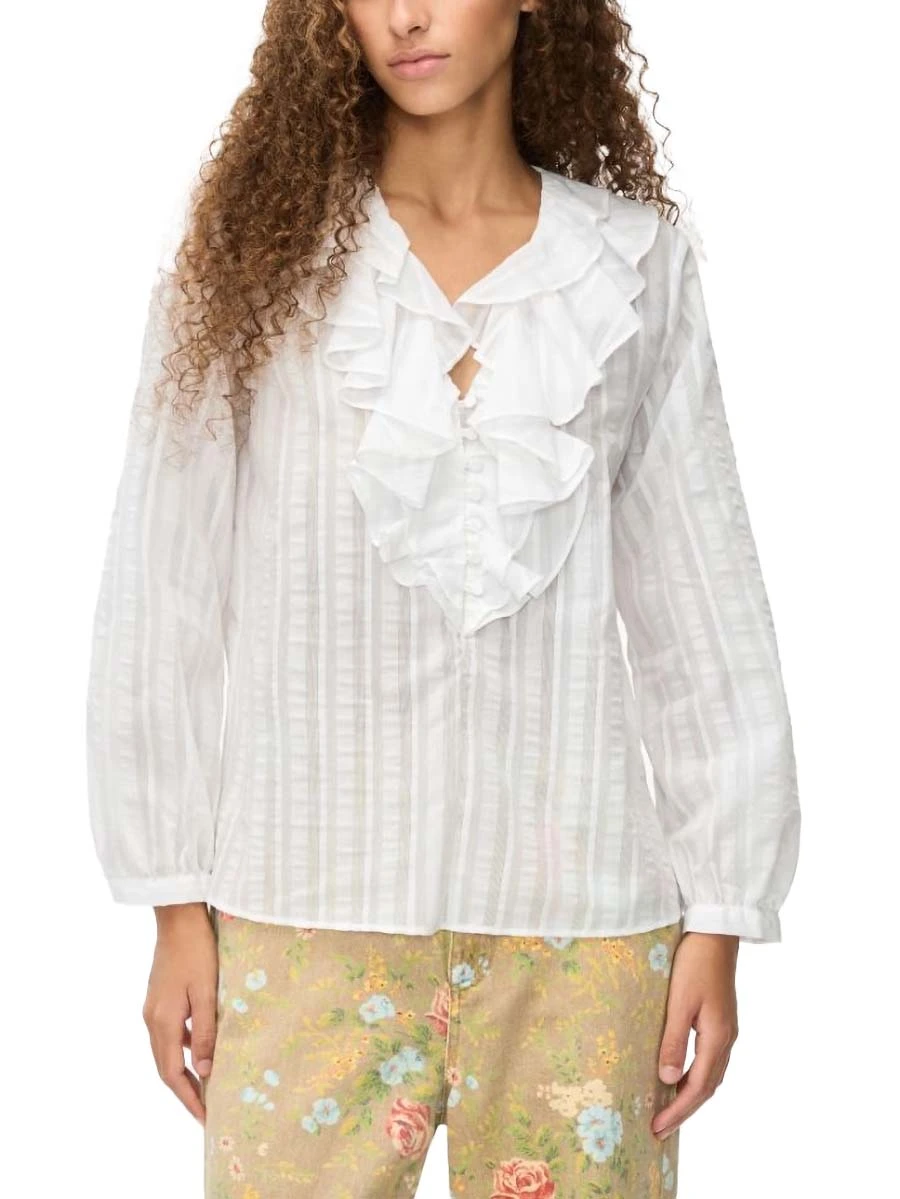 BLUSA FIT AMPIO CON SCOLLO A V DONNA BIANCO