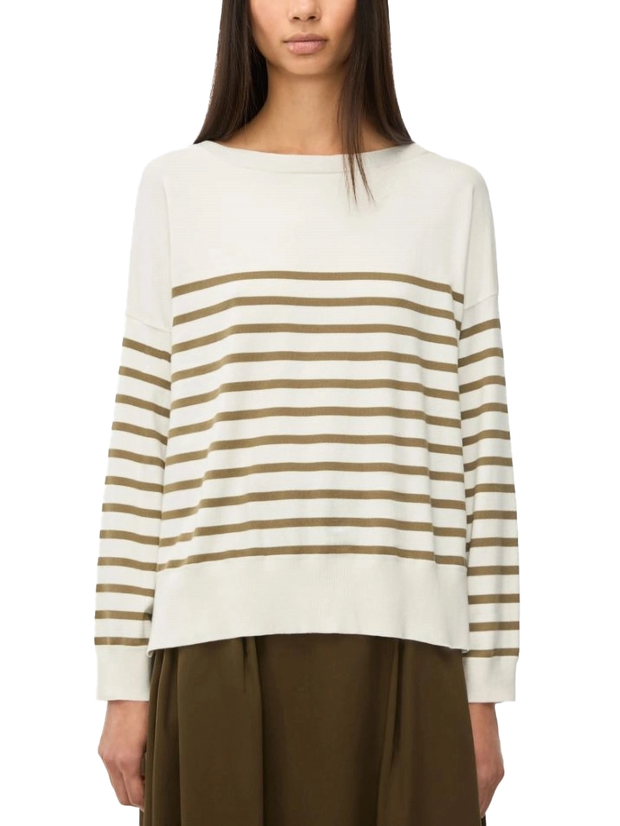 MAGLIA SCOLLO A BARCA IN MISTO VISCOSA DONNA AVORIO