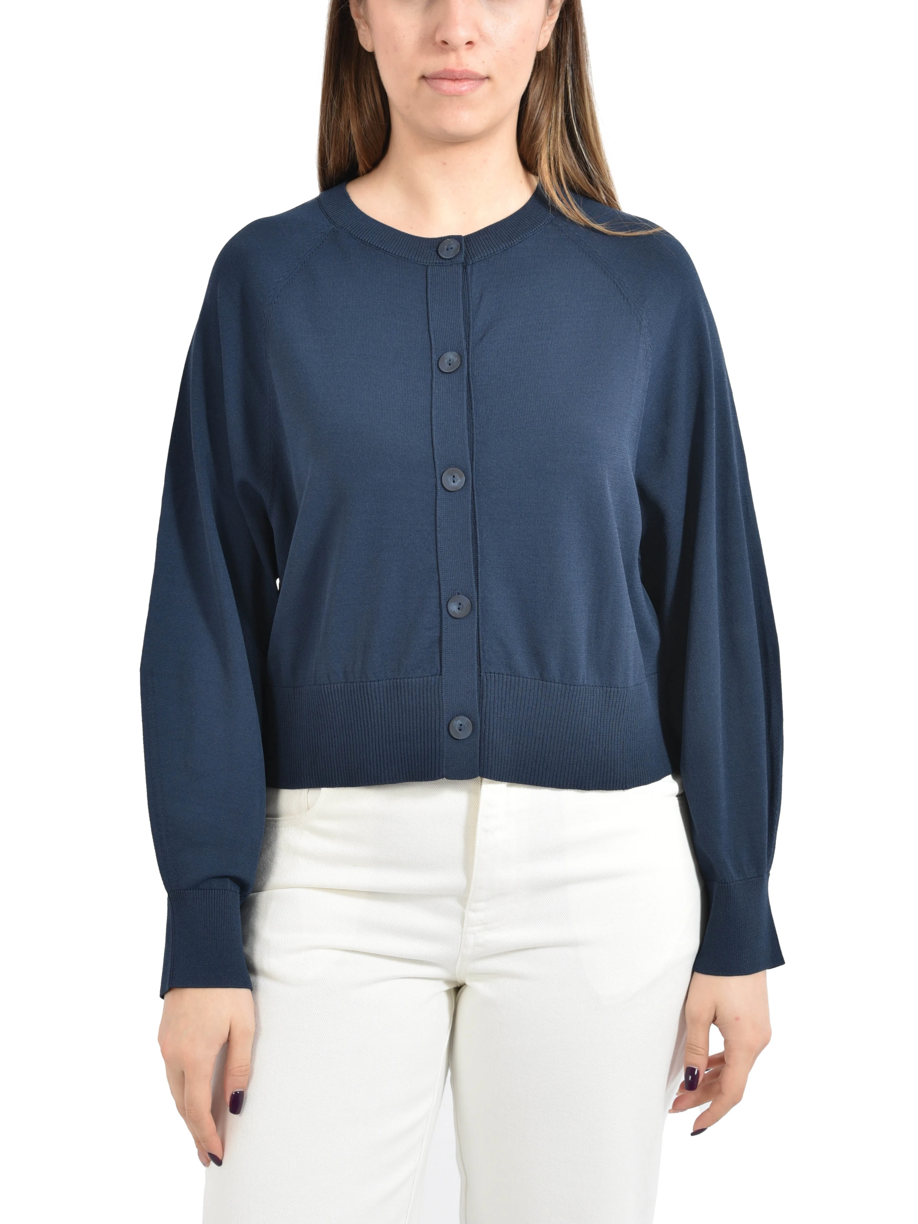 CARDIGAN IN MISTO VISCOSA CON VESTIBILITA' AMPIA DONNA BLU