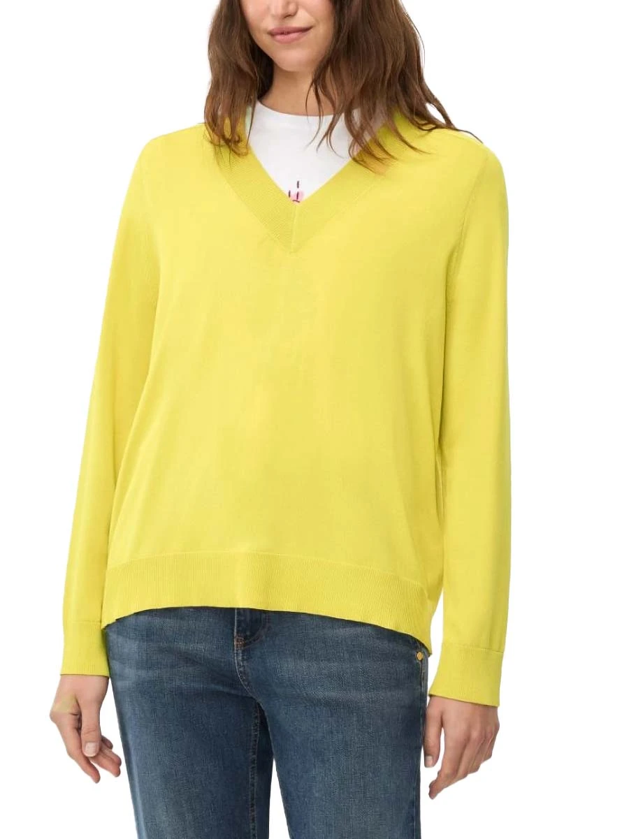 MAGLIA CON SCOLLO A V IN MISTO VISCOSA DONNA GIALLO