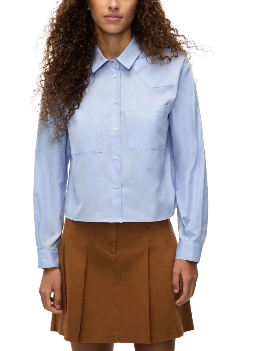 CAMICIA POLSINI CON BOTTONE DONNA AZZURRO