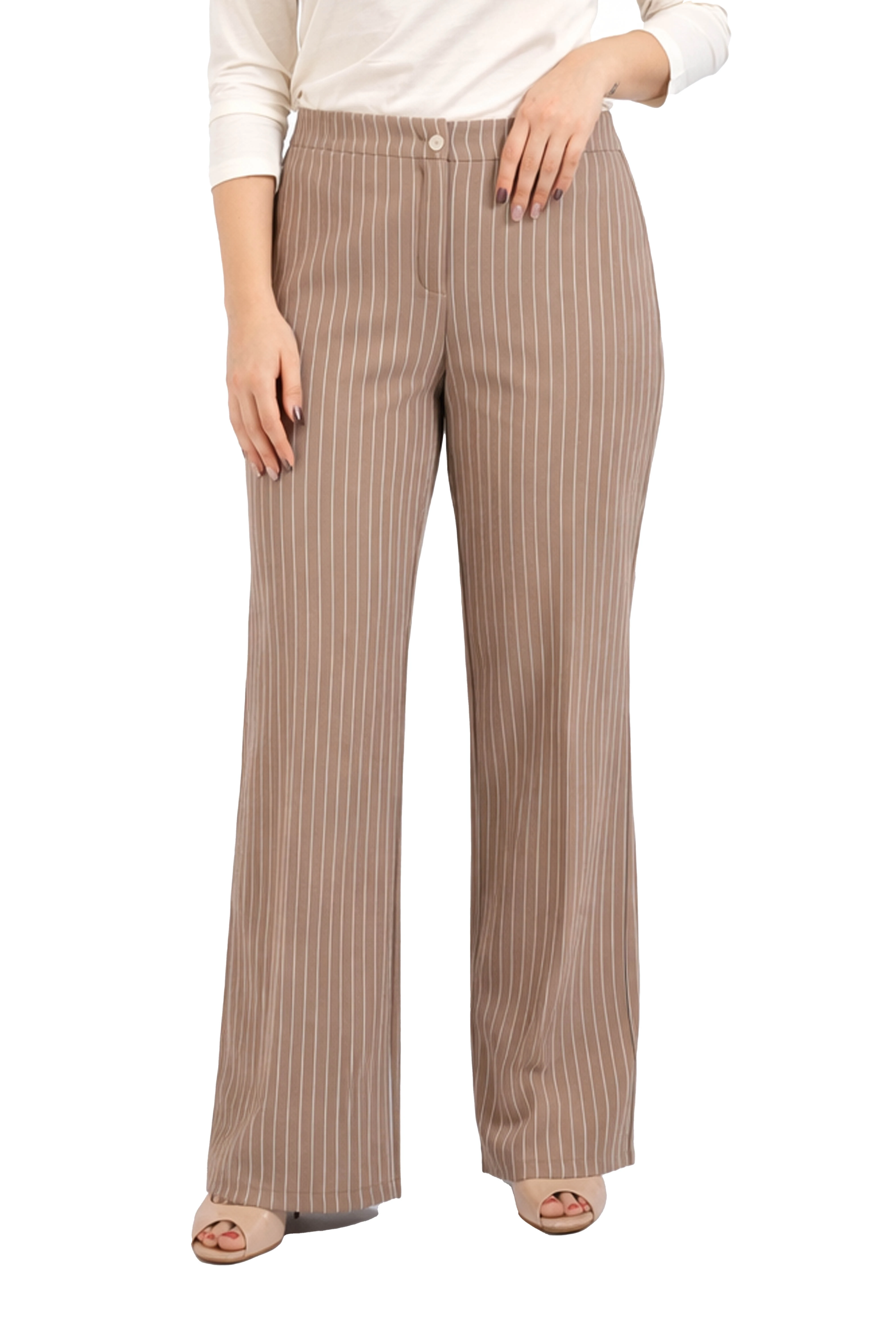 PANTALONI PALAZZO IN JERSEY MISTO COTONE DONNA MARRONE