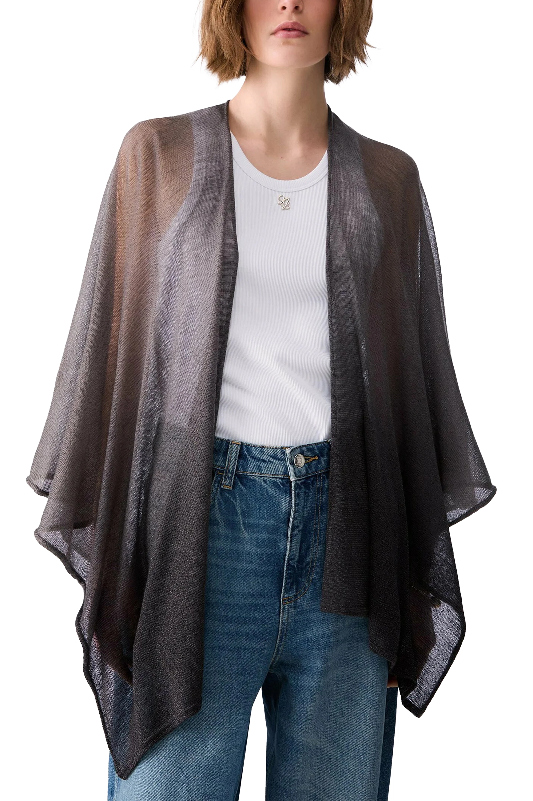PONCHO IN TESSUTO LEGGERO DONNA NERO