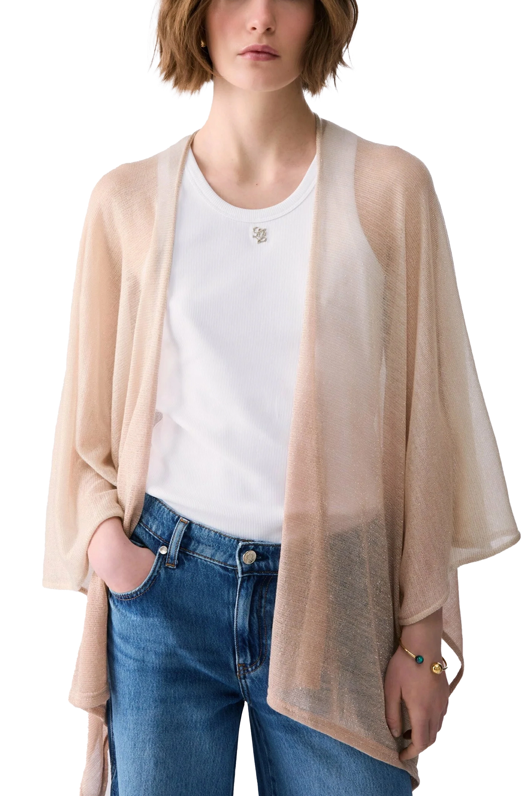PONCHO IN TESSUTO LEGGERO DONNA MARRONE