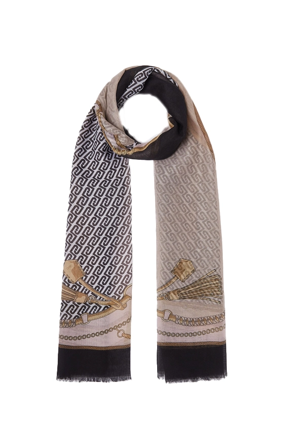 FOULARD CON ORLO SFRANGIATO DONNA NERO