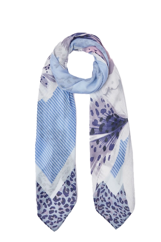 FOULARD GRANDE CON STAMPA ORCHIDEA DONNA BLU