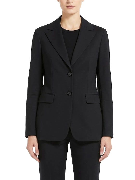 BLAZER MONOPETTO IN JERSEY MANICHE A GIRO DONNA NERO
