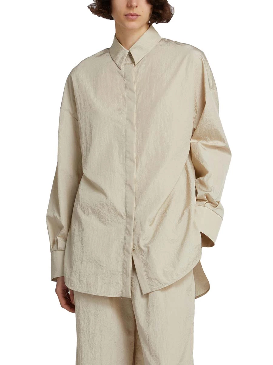 CAMICIA COLLETTO A CAMICIA CON LOGO SUL POLSINO DONNA AVORIO