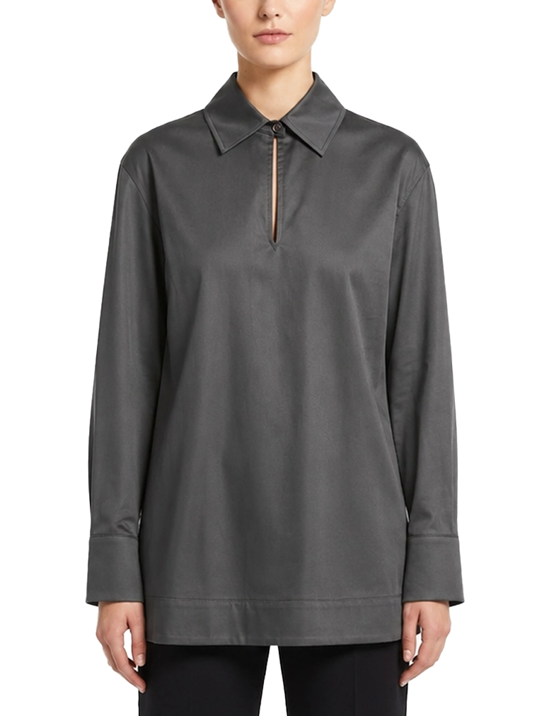 BLUSA  CON CHIUSURA A GOCCIA IN PURO COTONE DONNA GRIGIO