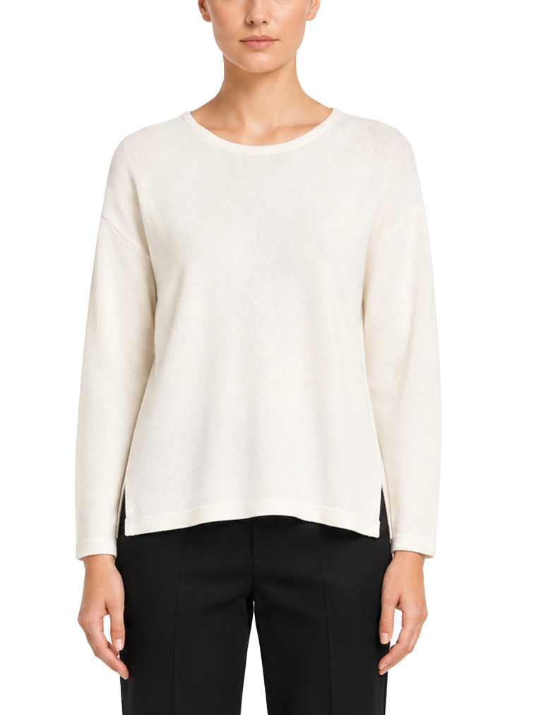 MAGLIA GIROCOLLO IN FILATO DI MISTO COTONE DONNA BIANCO