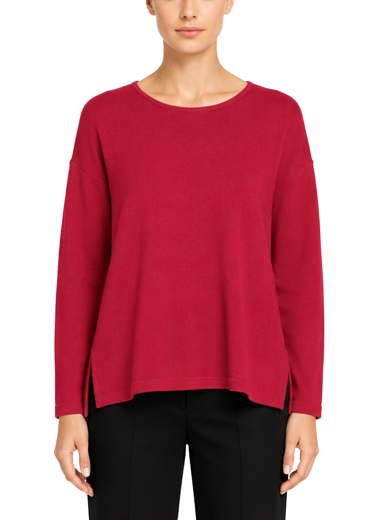 MAGLIA GIROCOLLO IN FILATO DI MISTO COTONE DONNA ROSSO