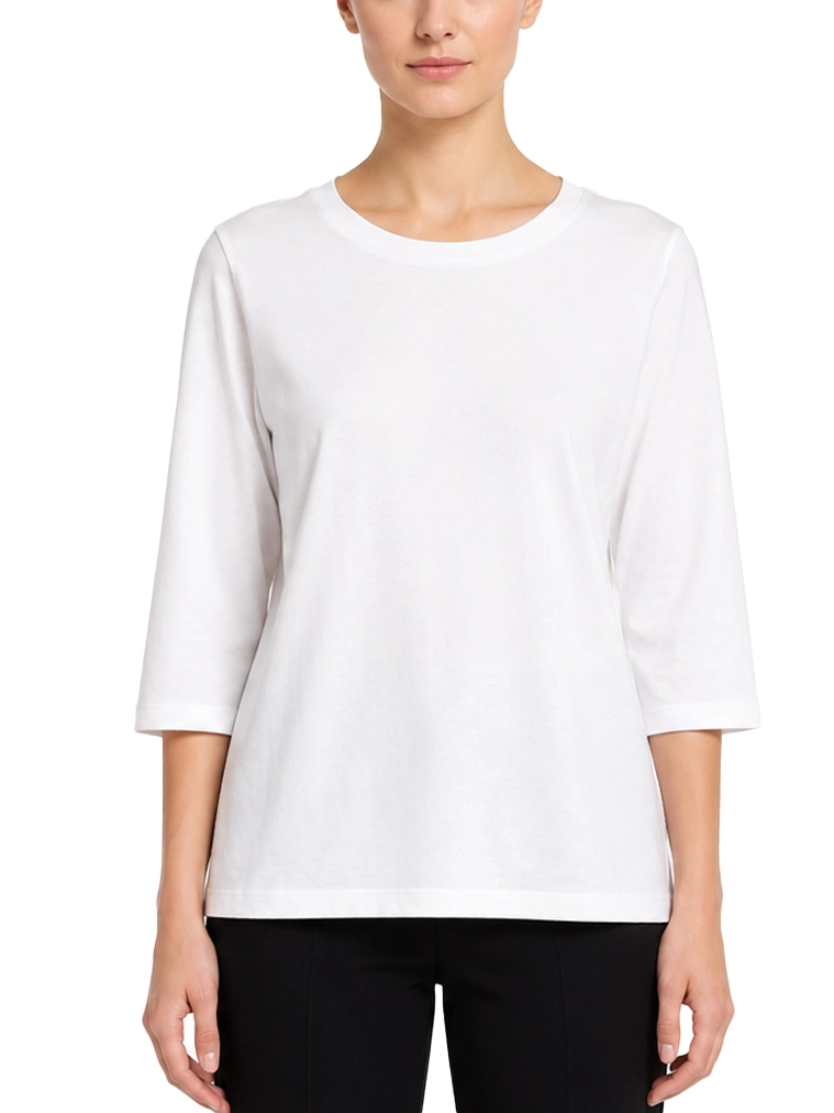 MAGLIA GIROCOLLO CON MANICHE A TRE QUARTI DONNA BIANCO