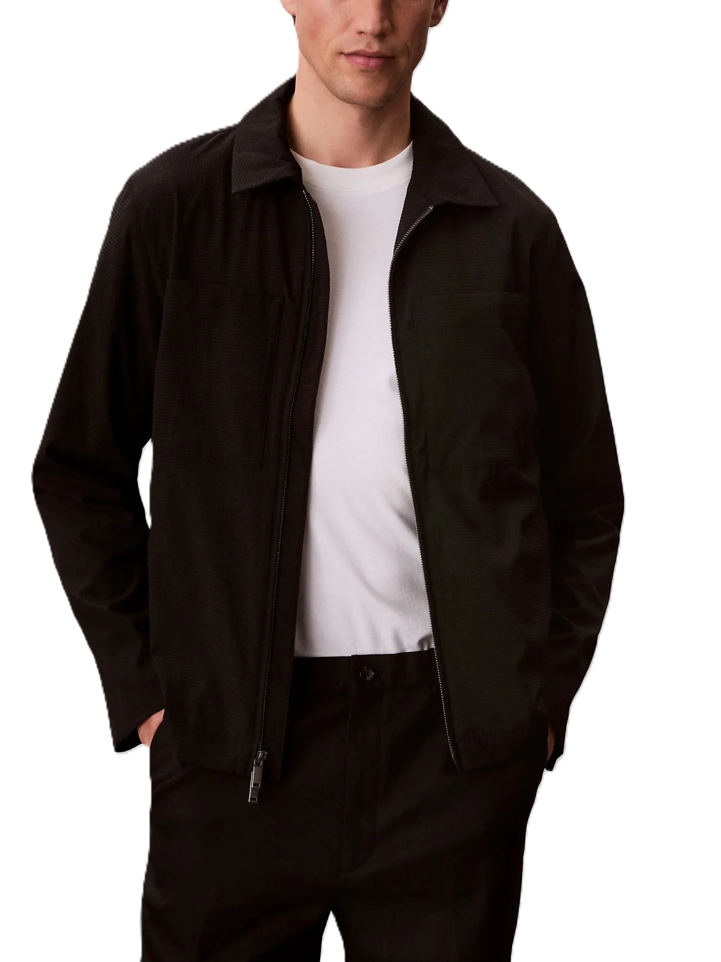 GIACCA IN UOMO CON ZIP IN DOPPIA DIREZIONE E TASCA INTERNA UOMO NERO