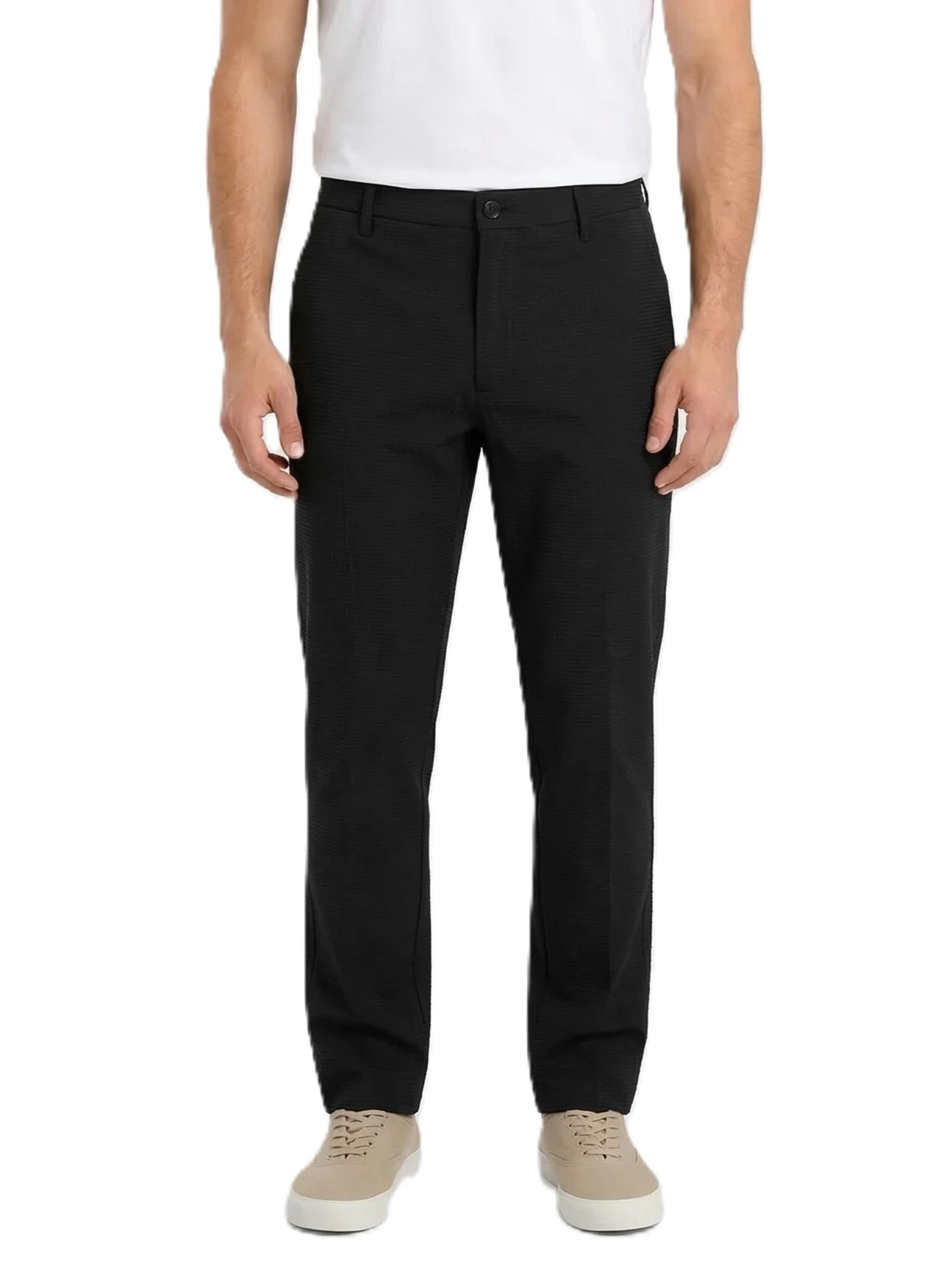 PANTALONI CHINO IN COTONE REGOLABITI IN VITA UOMO NERO