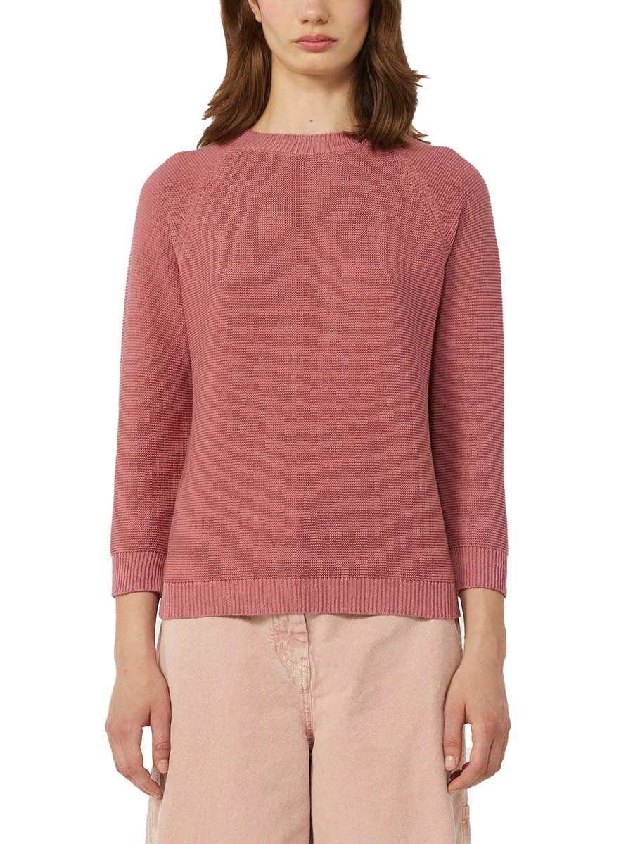 MAGLIA GIROCOLLO AMPIO IN COTONE DONNA  FUCSIA