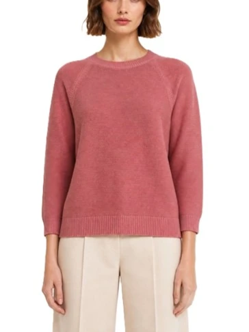 MAGLIA GIROCOLLO AMPIO IN COTONE DONNA  ROSA