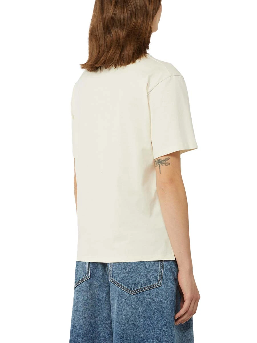 T-SHIRT MANICA CORTA CON FANTASIA APPLICATA DONNA ECRU'