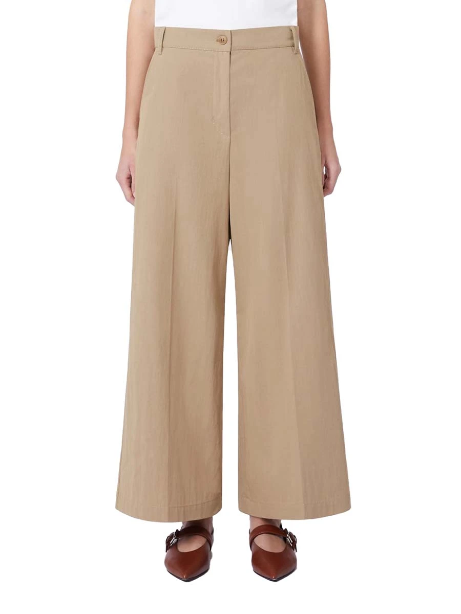 PANTALONI PALAZZO CON  PIEGA STIRATA DONNA BEIGE