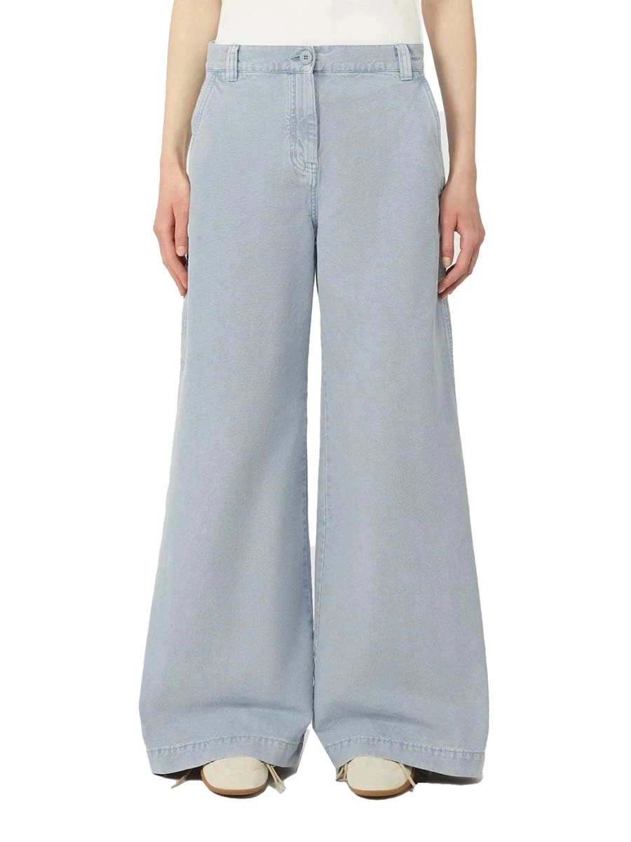 PANTALONI PALAZZO CON ZIP COPERTA DONNA AZZURRO