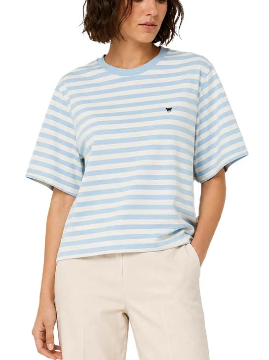 T-SHIRT MANICA CORTA GIROCOLLO RIFINITO DONNA ECRU