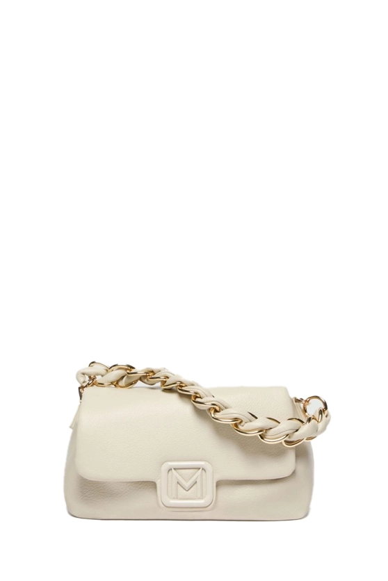 BORSA A TRACOLLA CON MAXI CATENA INTRECCIATA DONNA GRIGIO