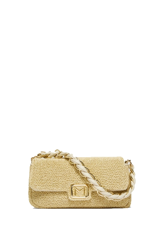 BORSA A SPALLA EFFETTO RAFIA DONNA BEIGE