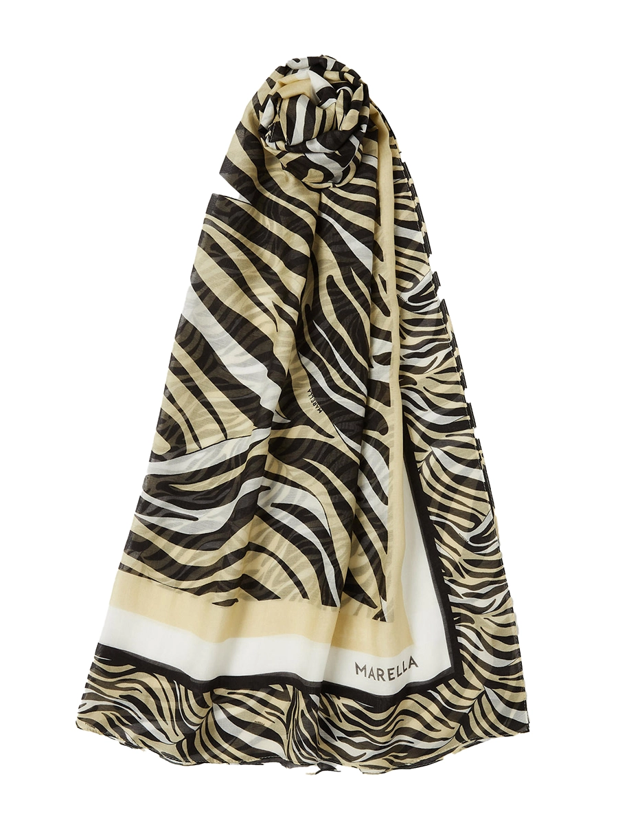 STOLA IN MISTO SETA CON STAMPA ZEBRATA DONNA NERO