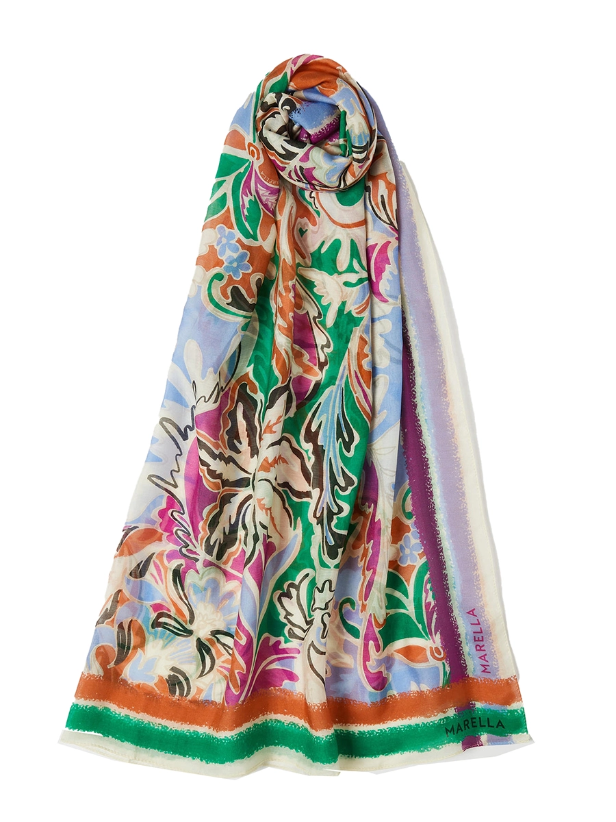 STOLA IN MISTO SETA CON STAMPA DONNA VERDE