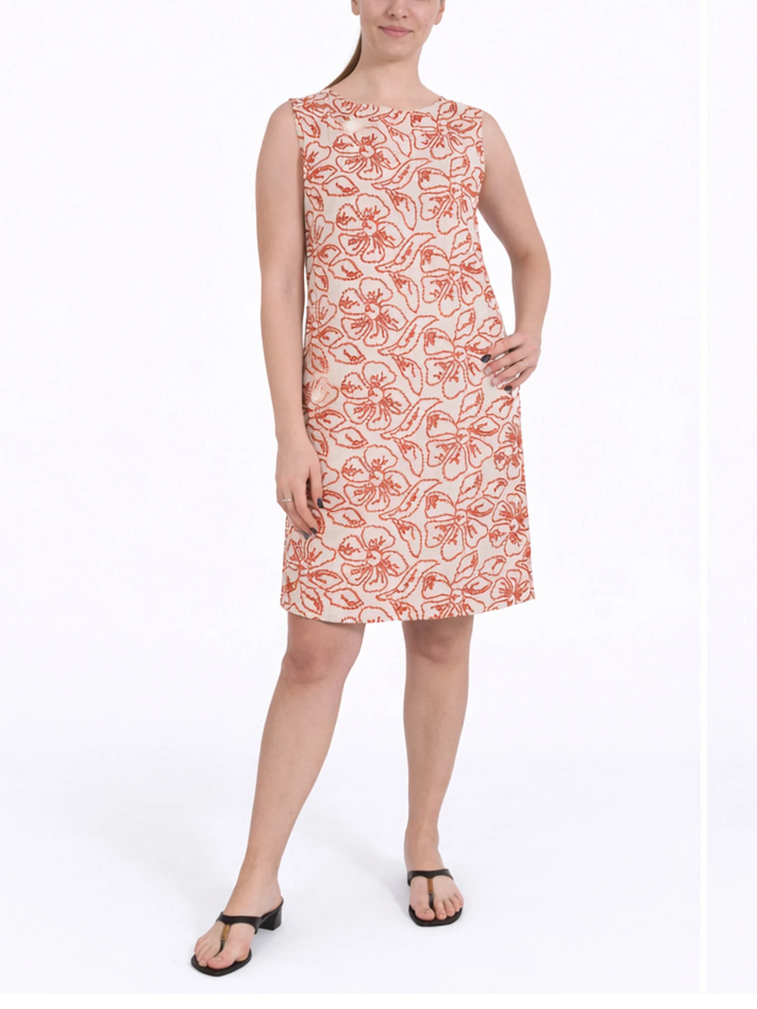 VESTITO CORTO CON RICAMI A CONTRASTO DONNA ROSSO