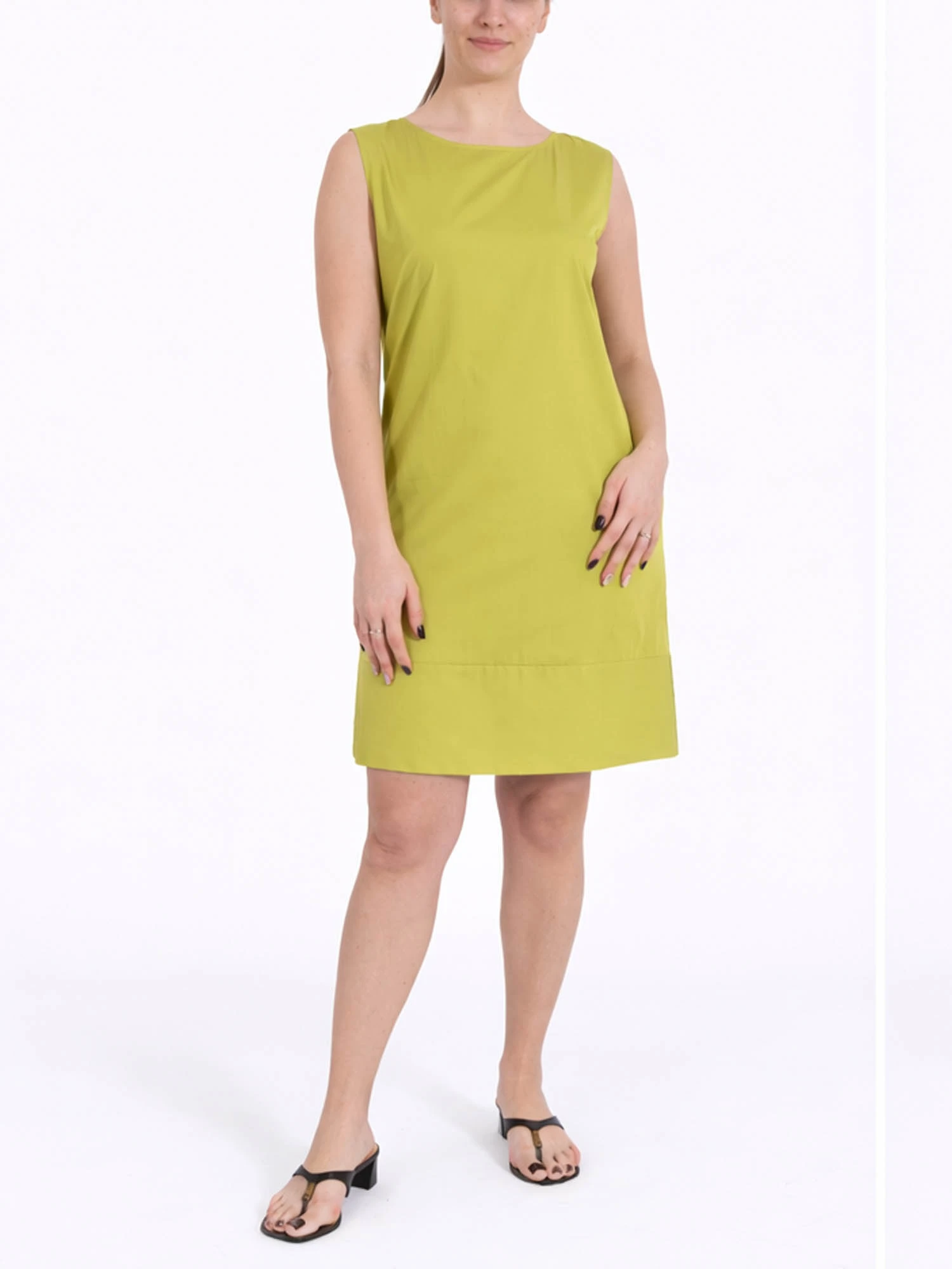 VESTITO CORTO SMANICATO IN PURO COTONE VERDE CHIARO