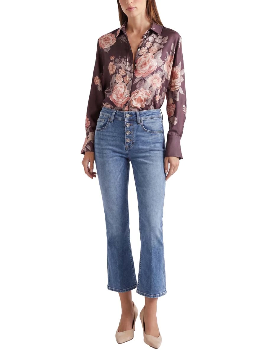 JEANS CROPPED VITA ALTA FLARE DONNA BLUE JEANS