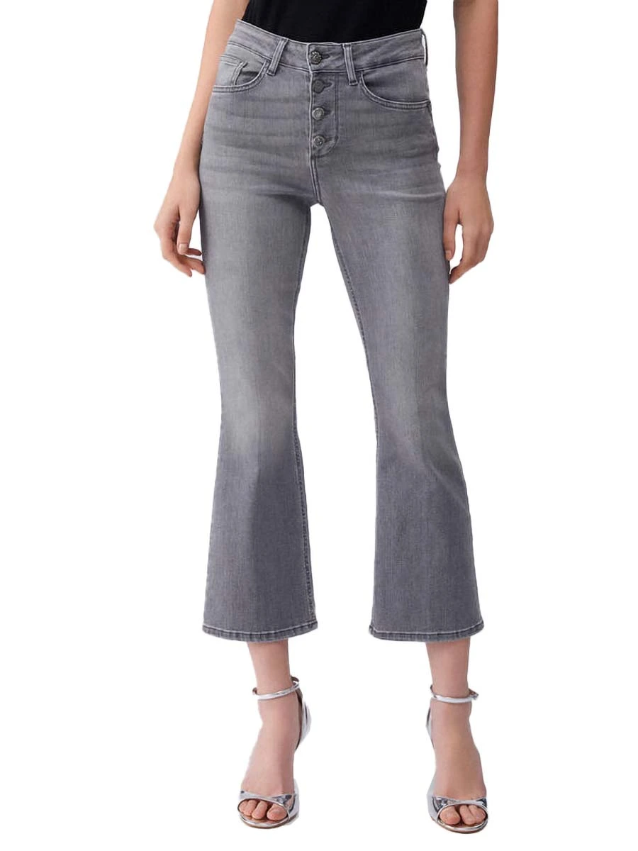 JEANS CROPPED VITA ALTA FLARE DONNA GRIGIO