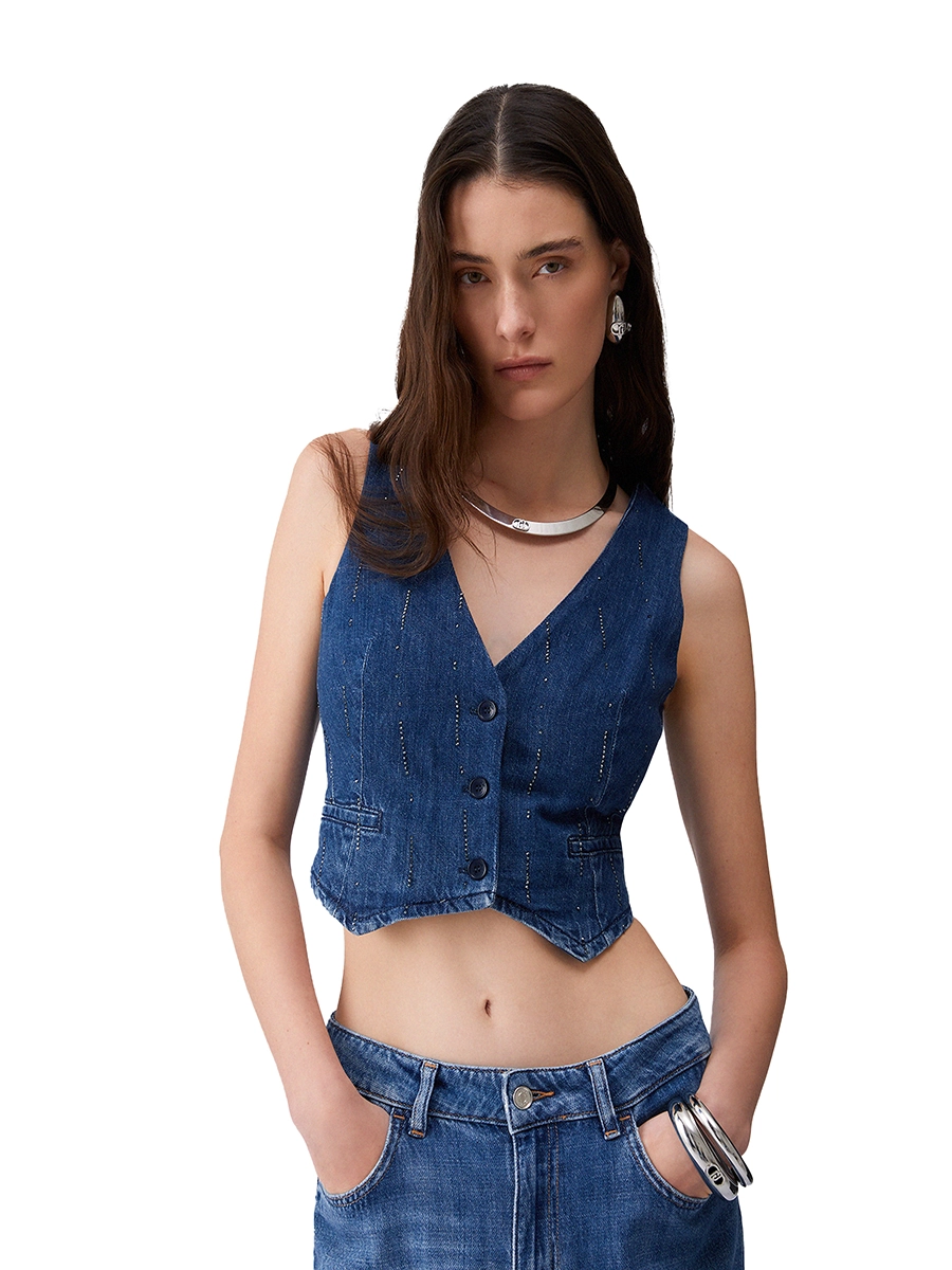 GILET IN DEMIN DONNA BLU JEANS