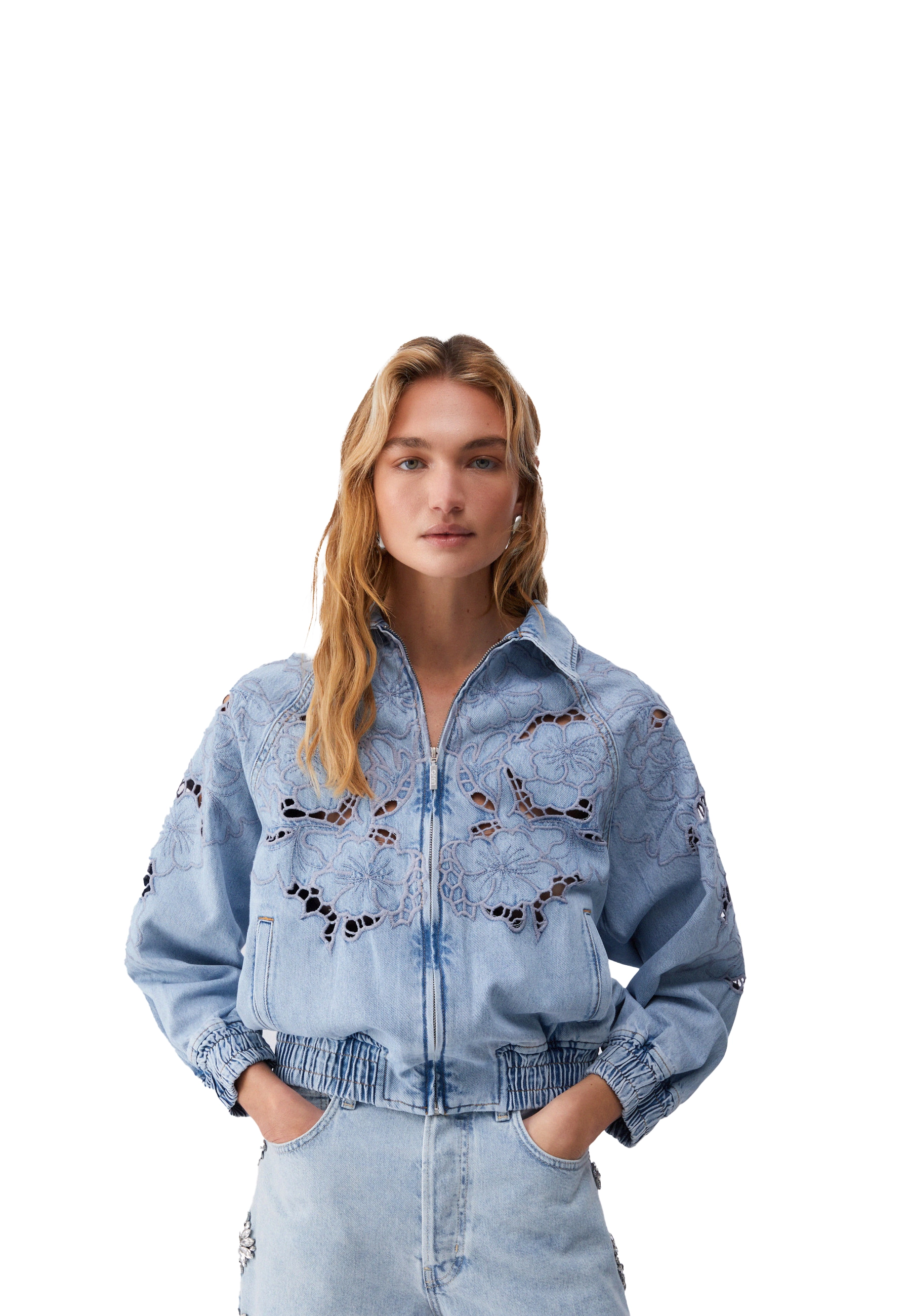 GIACCA CORTA CON PIZZO DONNA BLU JEANS