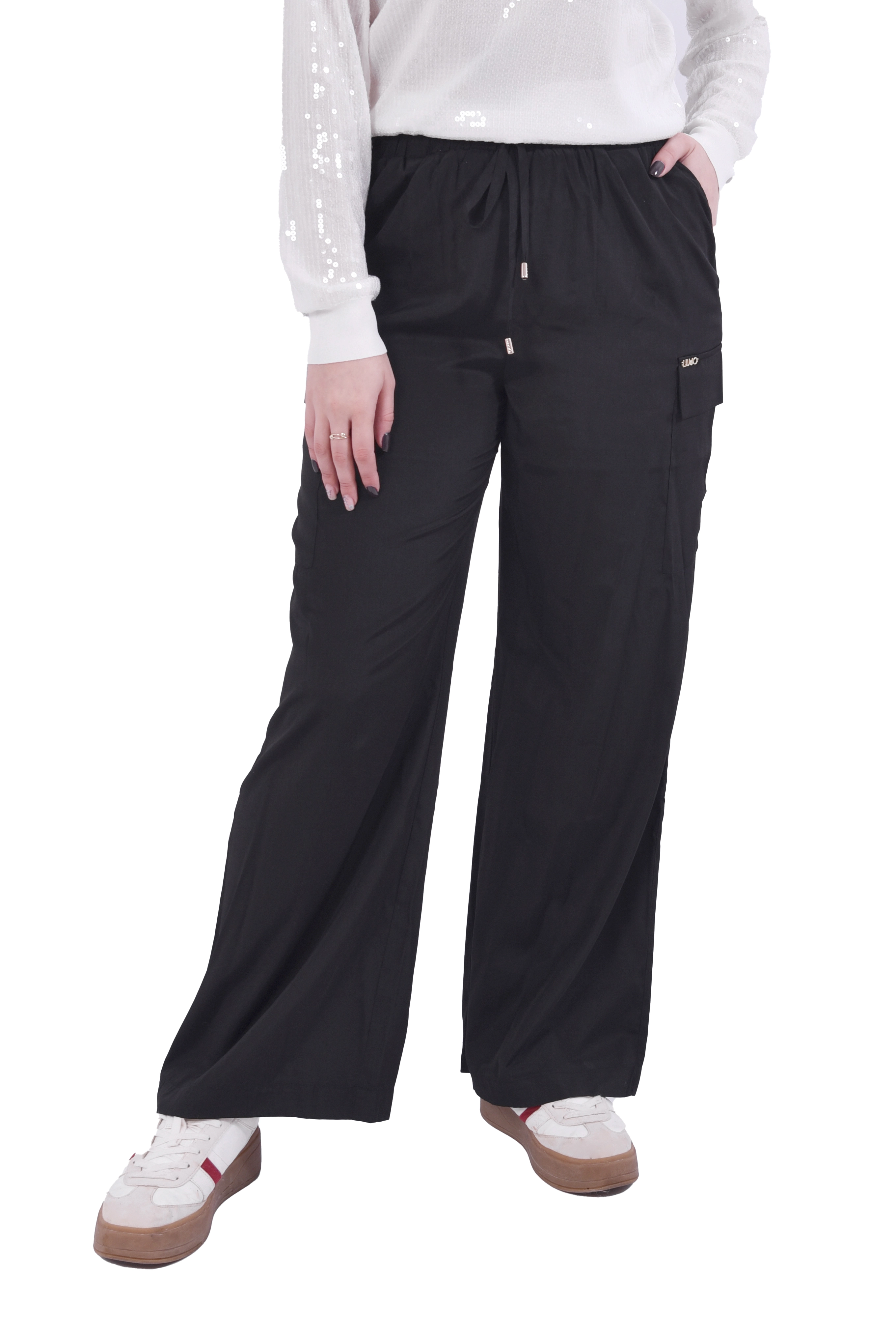 JOGGERS CON LOGO A CONTRASTO DONNA NERO