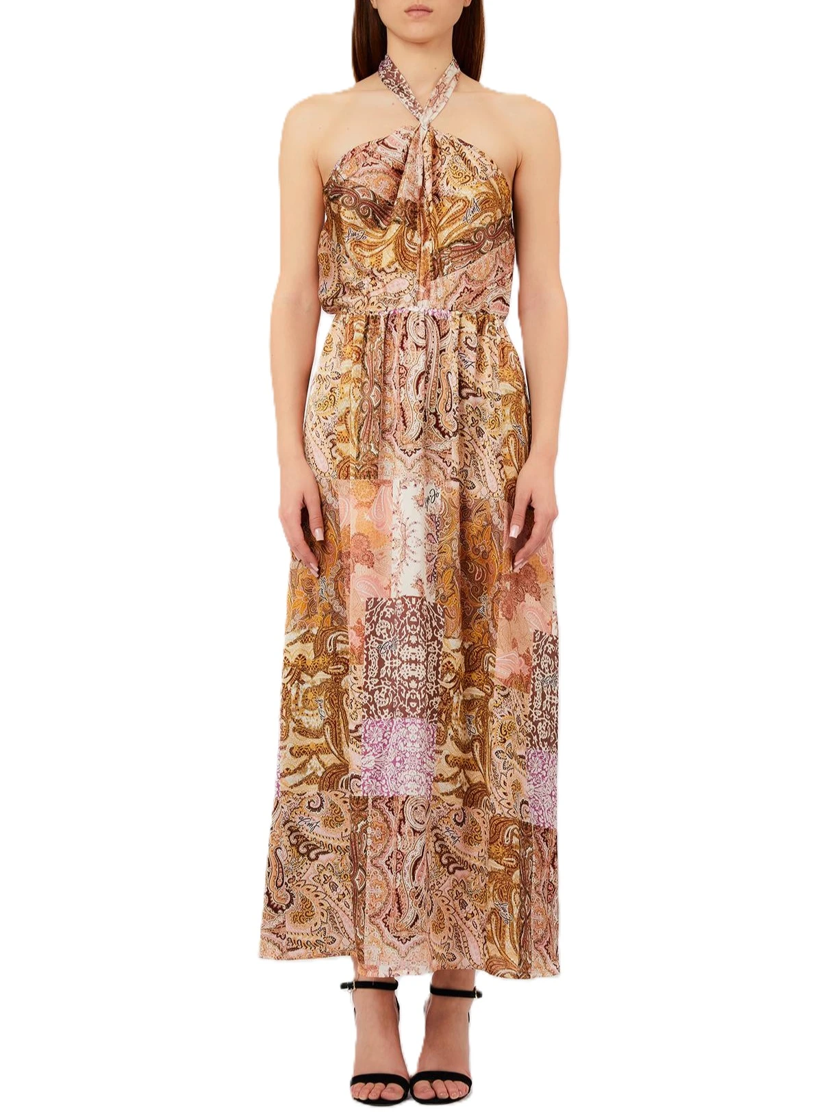 VESTITO LUNGO CON FANTASIA IN VISCOSA DONNA GIALLO