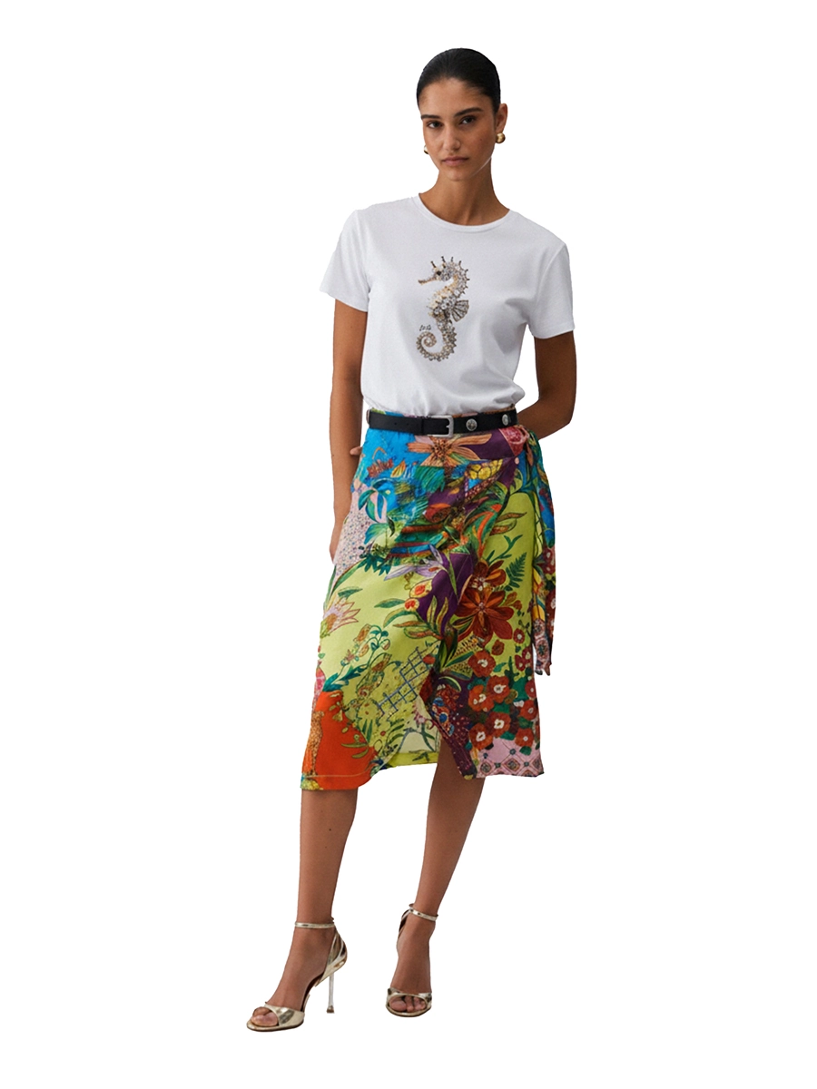 T-SHIRT MANICA CORTA CON STAMPA MARINA DONNA BIANCO