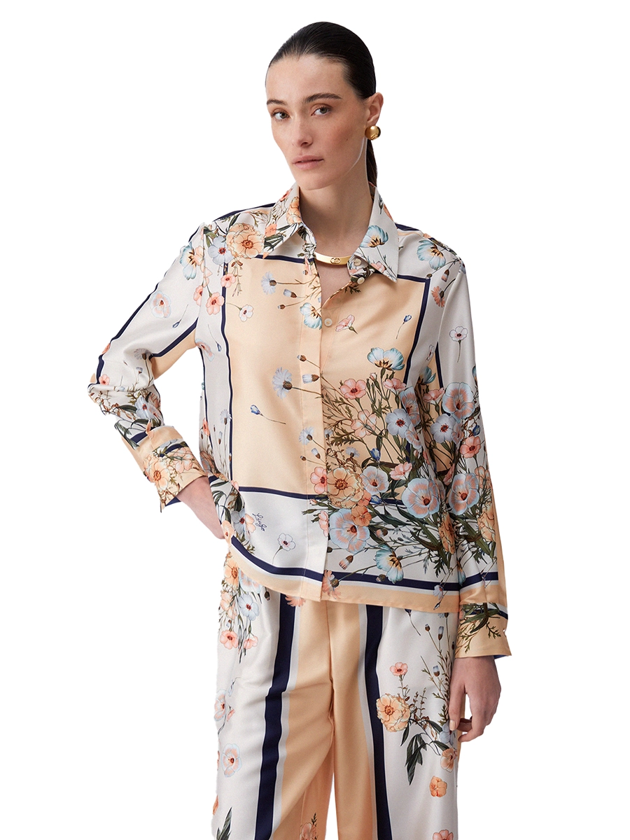 CAMICIA IN TWILL STAMPATO DONNA BLU