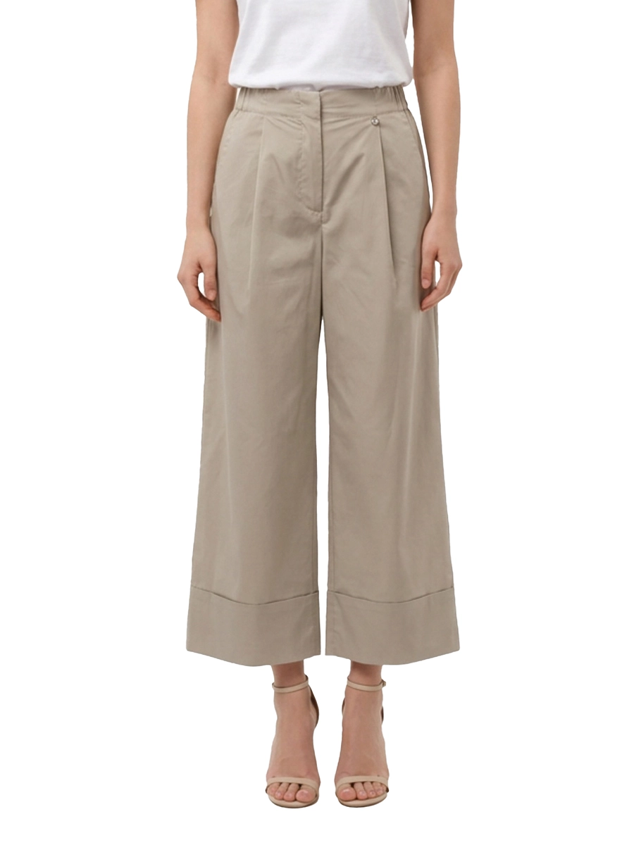 PANTALONI ZAMPA IN COTONE CON PENCE DONNA GRIGIO