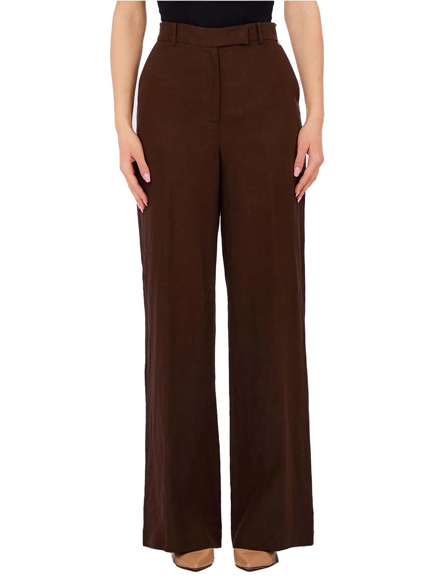 PANTALONI PALAZZO CON TASCHE COMODE DONNA MARRONE