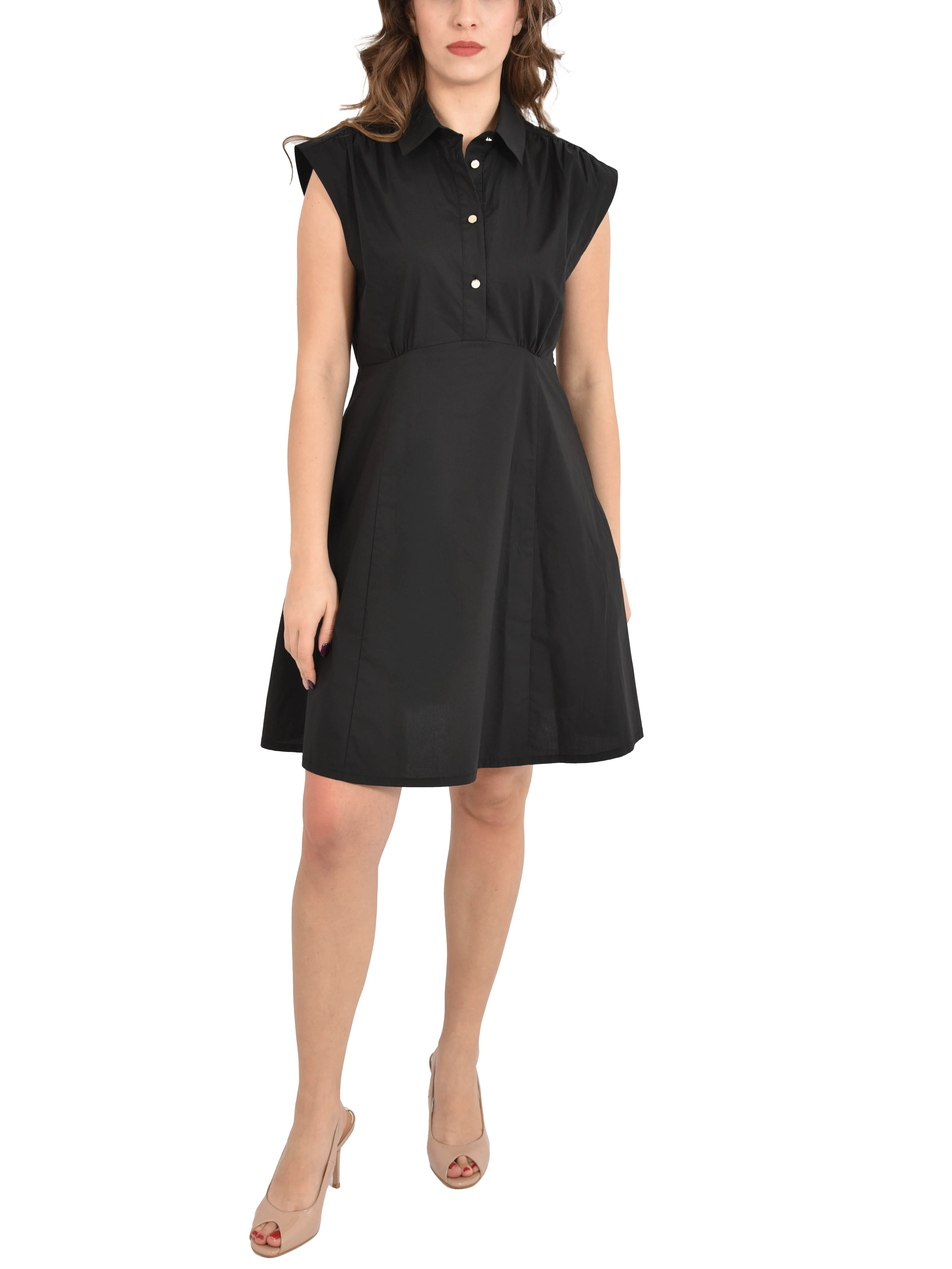 VESTITO CORTO CON COLLETTO DONNA NERO